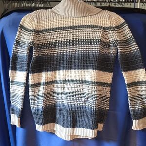 L.L. Bean Textured Striped Sweater - Navy, Gray, Cream